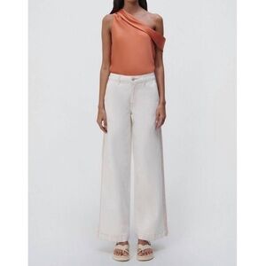 JONATHAN SIMKHAI Dixon Wide Leg Denim Jeans Crochet in Ecru Size 26